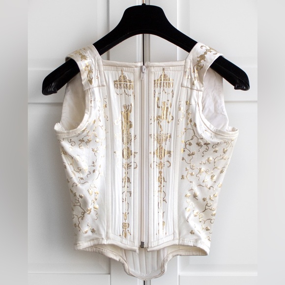Iconic Vivienne Westwood Vintage F/W 1991 White Gold Boulle Satin 90s Corset Top - Picture 5 of 16
